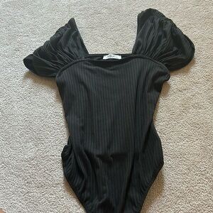 Charlotte Avery ribbed black bodysuit